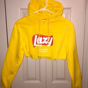 Crop yellow Lays chips (lazy) hoodie